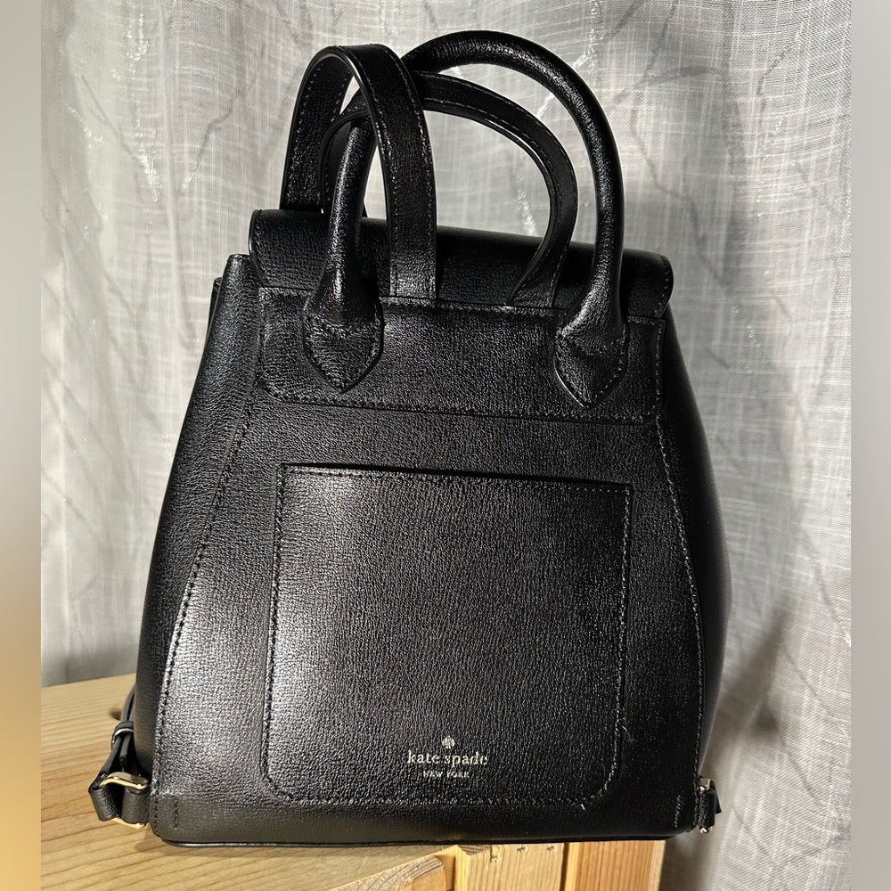 Kate Spade New York Adel Flap Leather Backpack Shoulder Bag, Medium - Black - Picture 4 of 15
